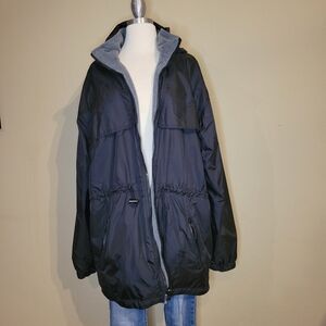 Black/ Gray Hooded Reversable Jacket